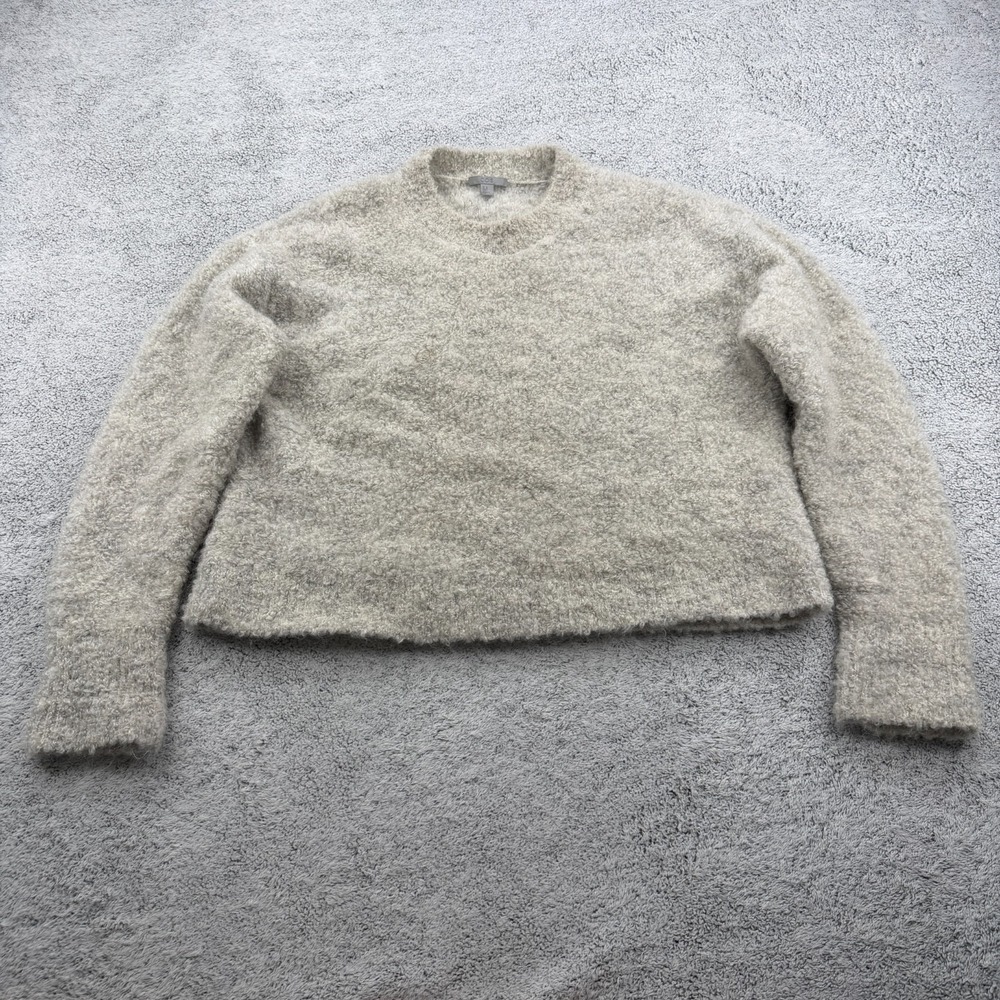 COS Sweater Women Medium Beige Cropped Boxy Oversized Mohair Wool Blend Pullover - Picture 1 of 12
